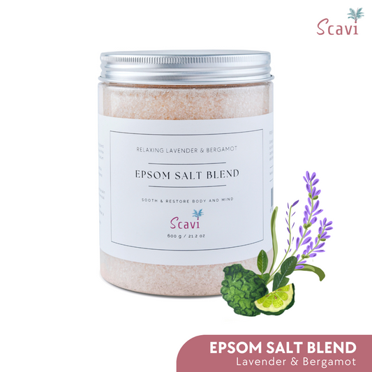 Epsom Salt Blend (น้ำมันหอมระเหยลาเวนเดอร์ & มะกรูด 100%) เกลือสปา เกลือเกลือ เพื่อสุขภาพ 600 g เกรดอาหาร แถมมี Magnesium sulfate แมกนีเซียม ซัลเฟต เกลือ แมกนีเซียม ซัลเฟต